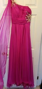 Beautiful fuchsia color evening gown